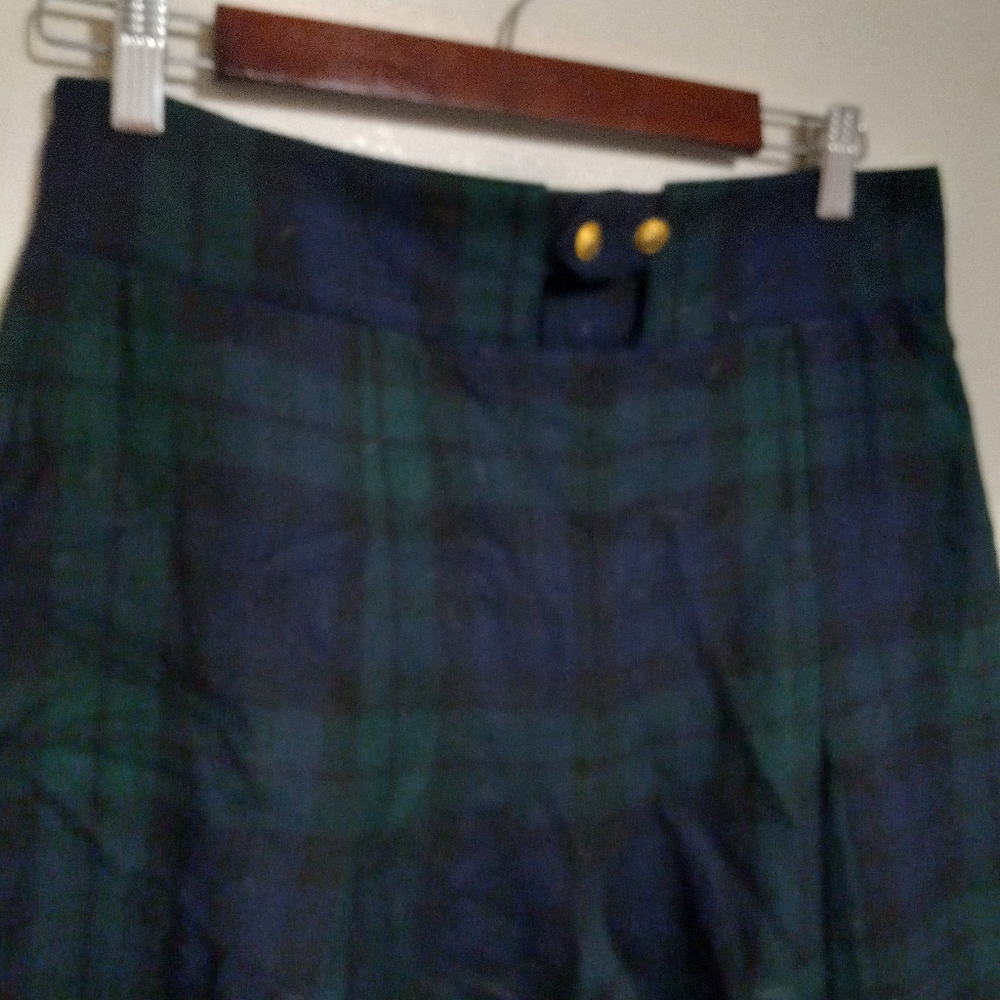 Escada 8/10 M Blackwatch Plaid Fine Wool Pleated Front Coulots Pants - Picture 2 of 10